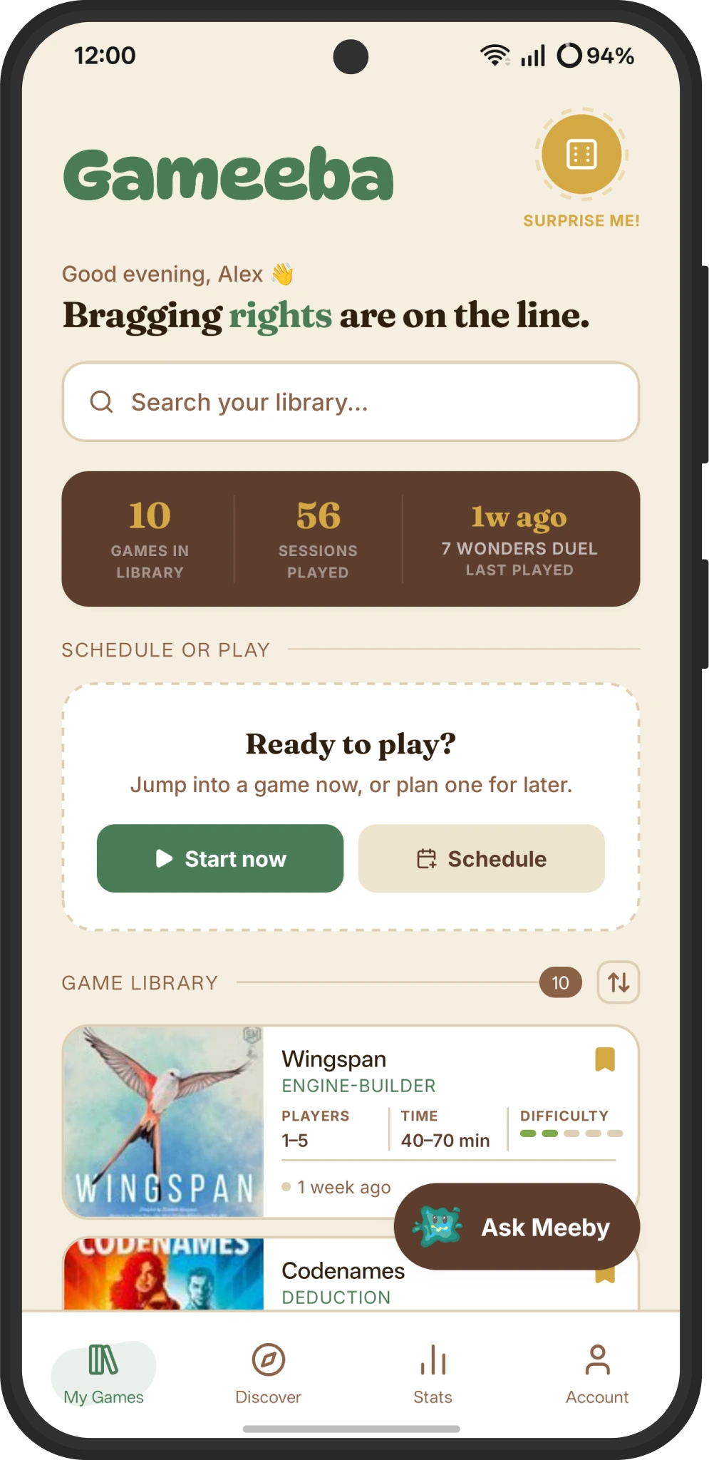 Gameeba home screen
