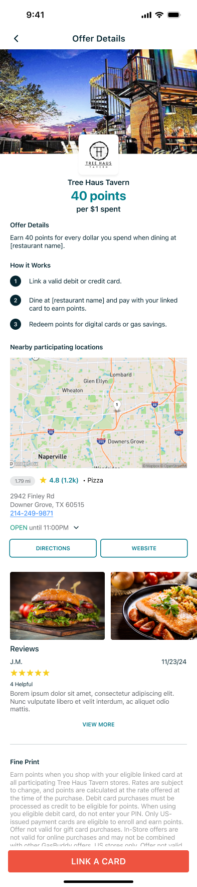 GasBuddy dining points offer detail