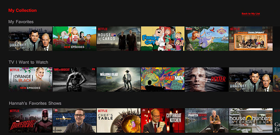 Redesigned desktop My Collection screen with Favorites and custom shelves