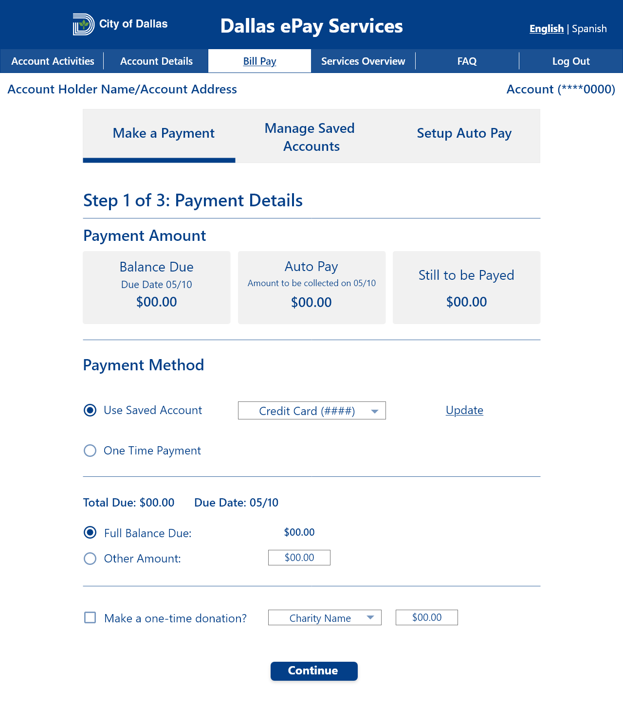 bill pay mockup