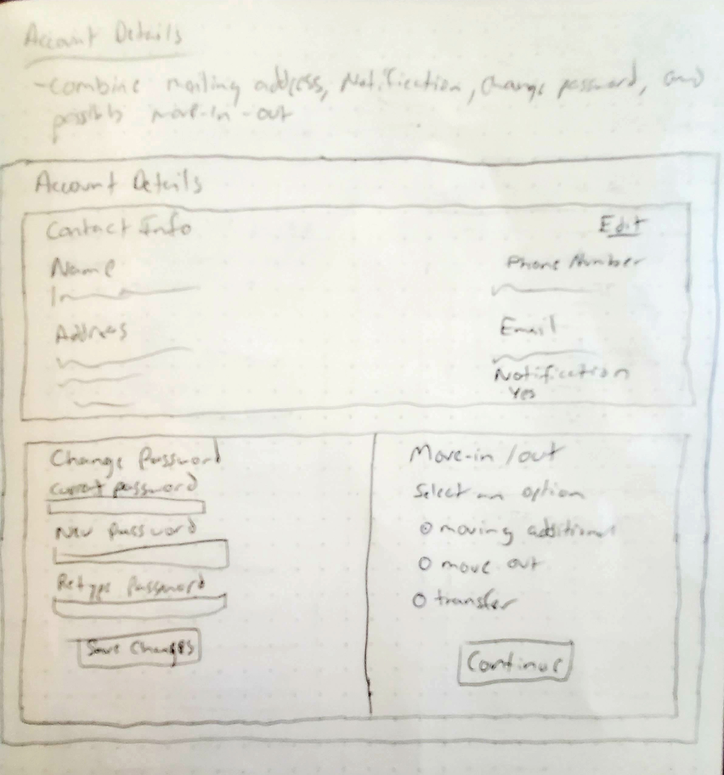 Account Details wireframe