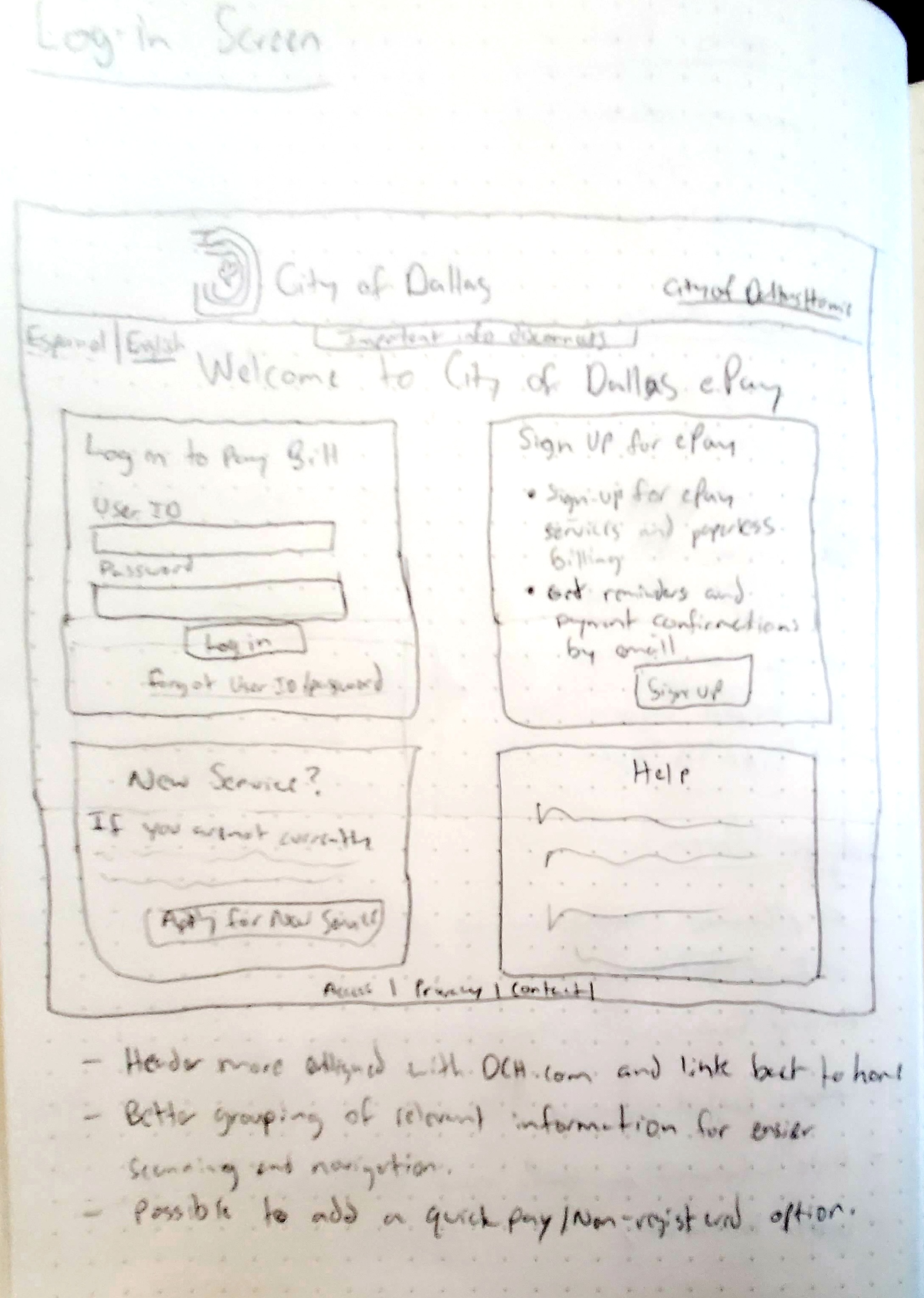 login wireframe