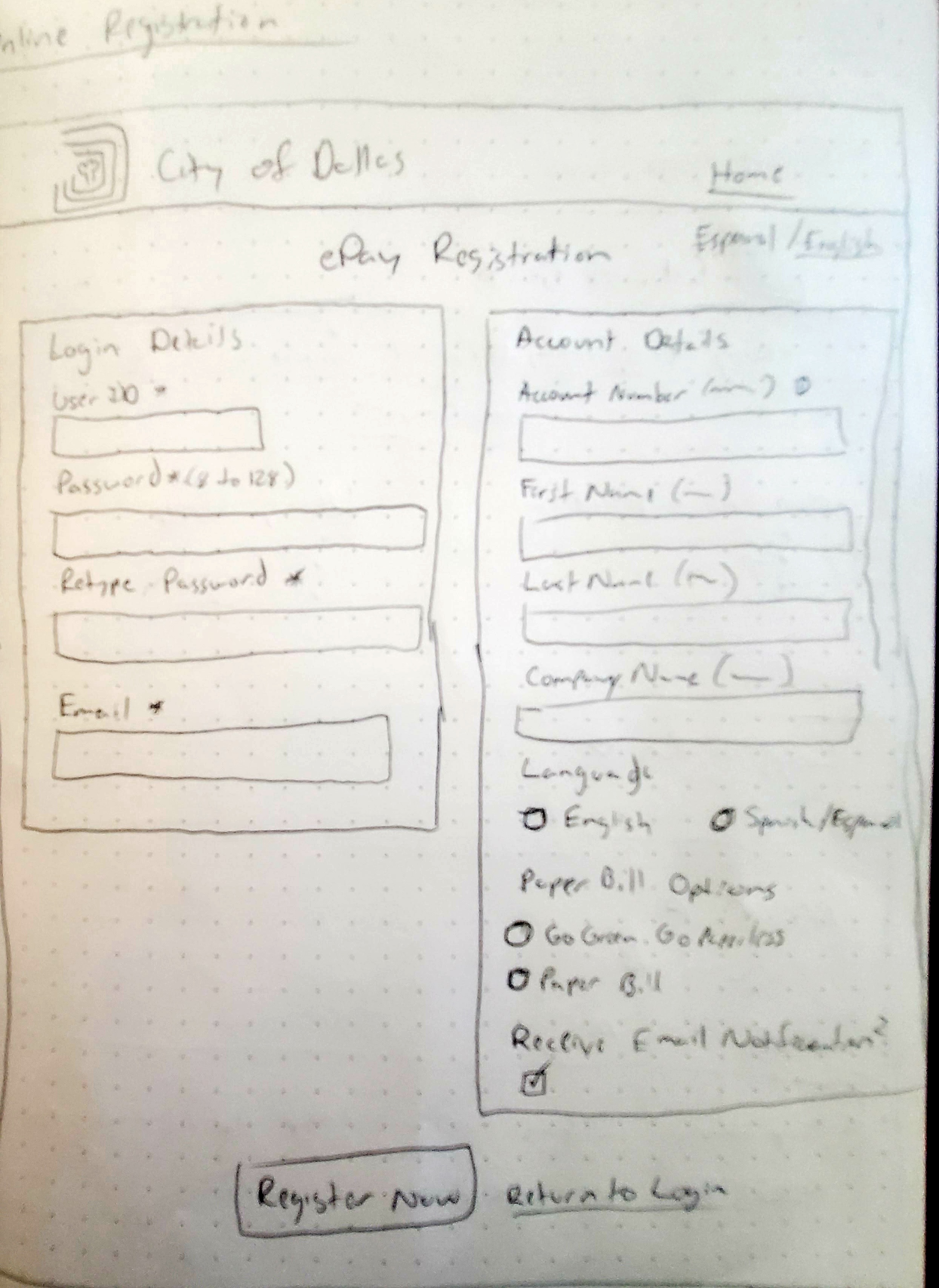 registration wireframe