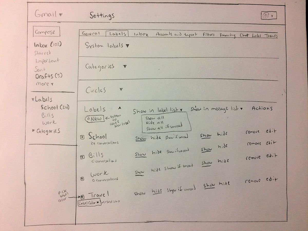 settings wireframe